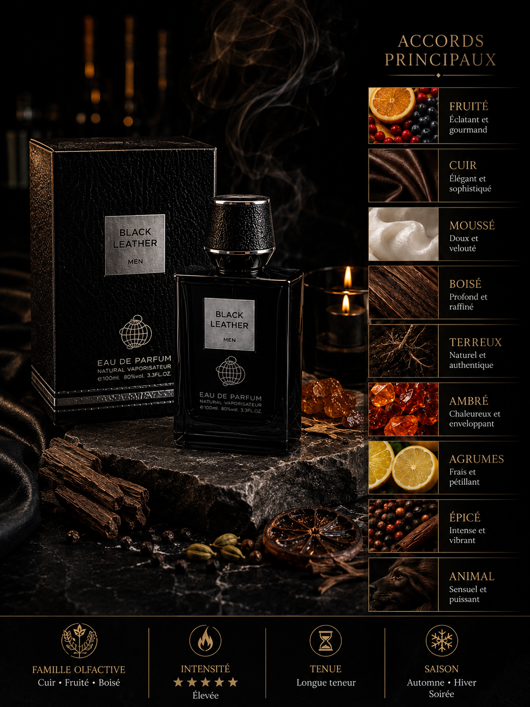 Black Leather Men – Coffret Eau de Parfum & Déodorant